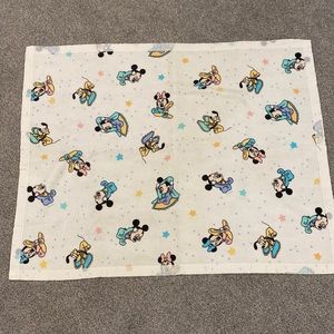 Vintage Dundee Baby Mickey Mouse Pastel Flannel Blanket Nylon White Minnie Pluto